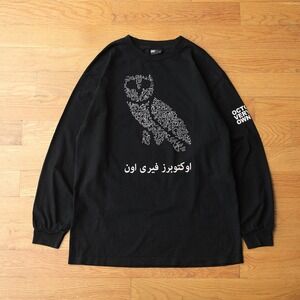 OVO October's Very Own Long Sleeve Shirt‎ Mens Black Arabic Owl Graphic Large L